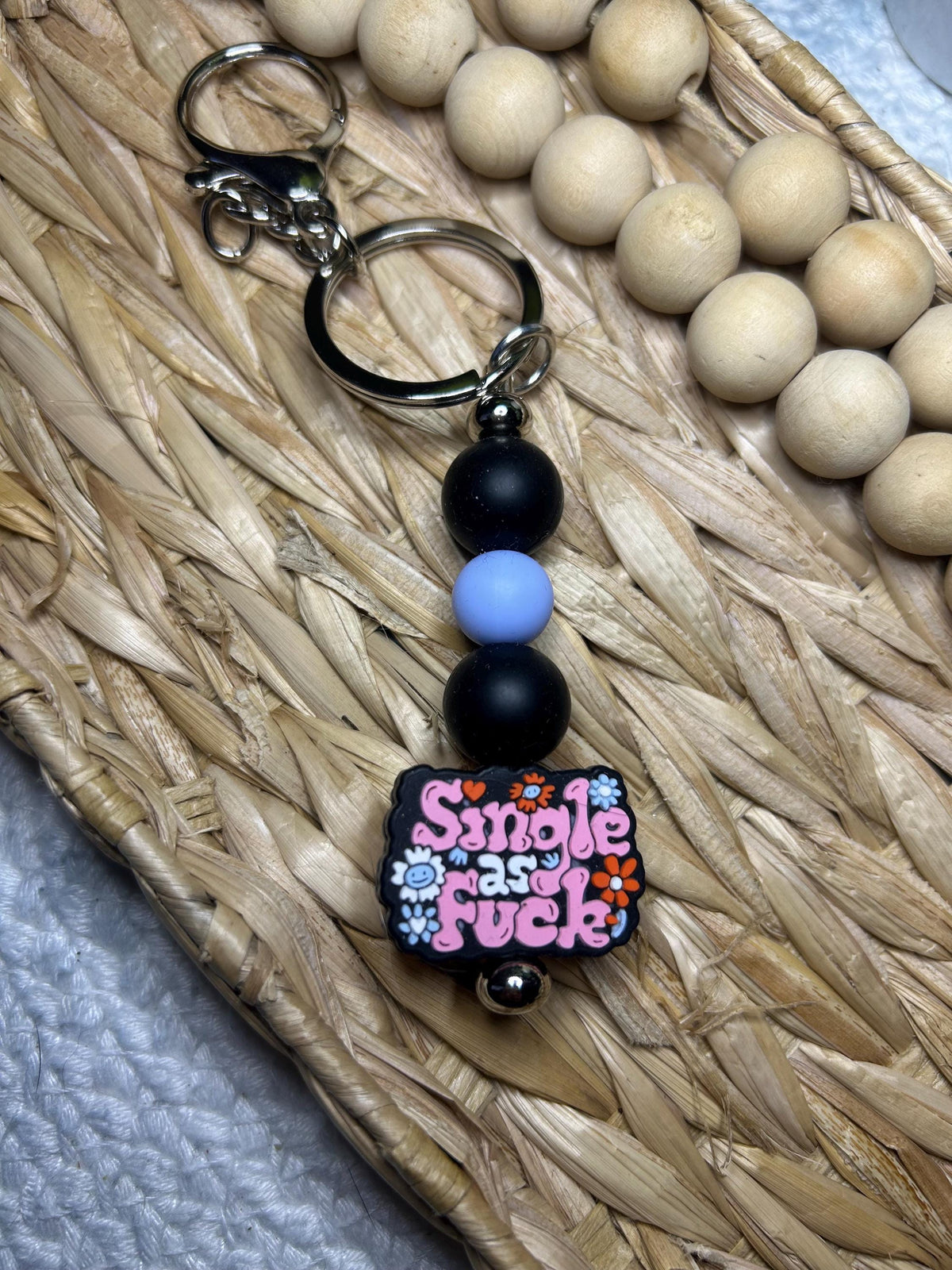Single AF Beaded Keychain, Sarcastic Bachelorette Friend Gift
