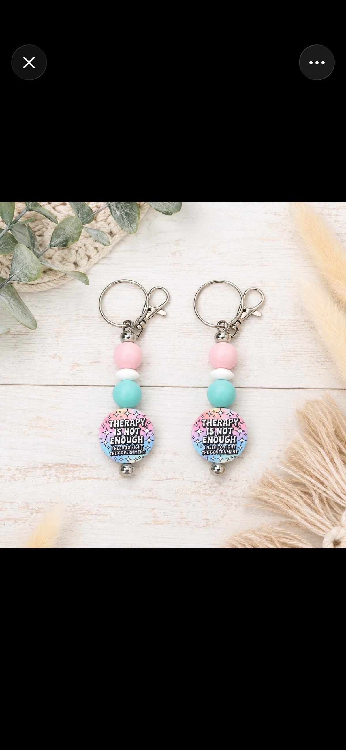 Funny Political Beaded Keychain, Therapy Is Not Enough Keychain, Sarcastic Government Quote, Pastel Bag Charm, Humorous Gift