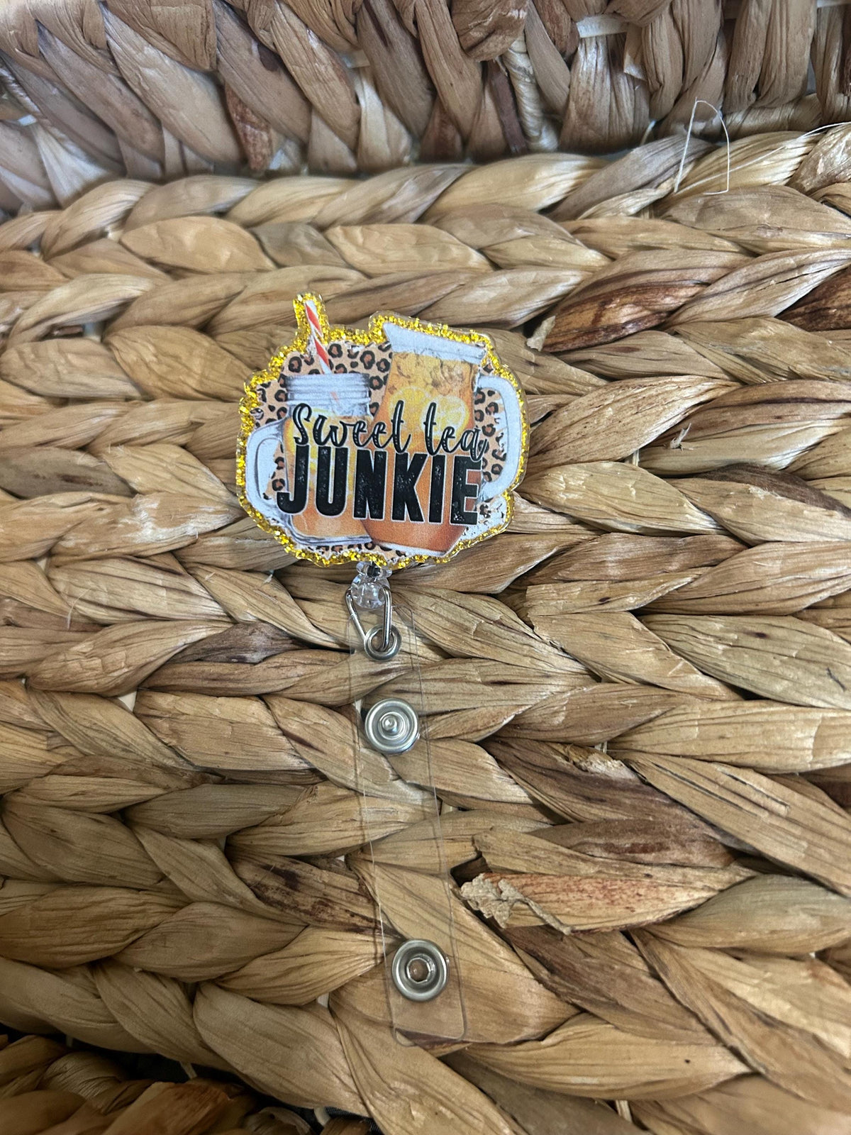 Sweet Tea Junkie Badge Reel | Southern Iced Tea Lover Nurse Holder