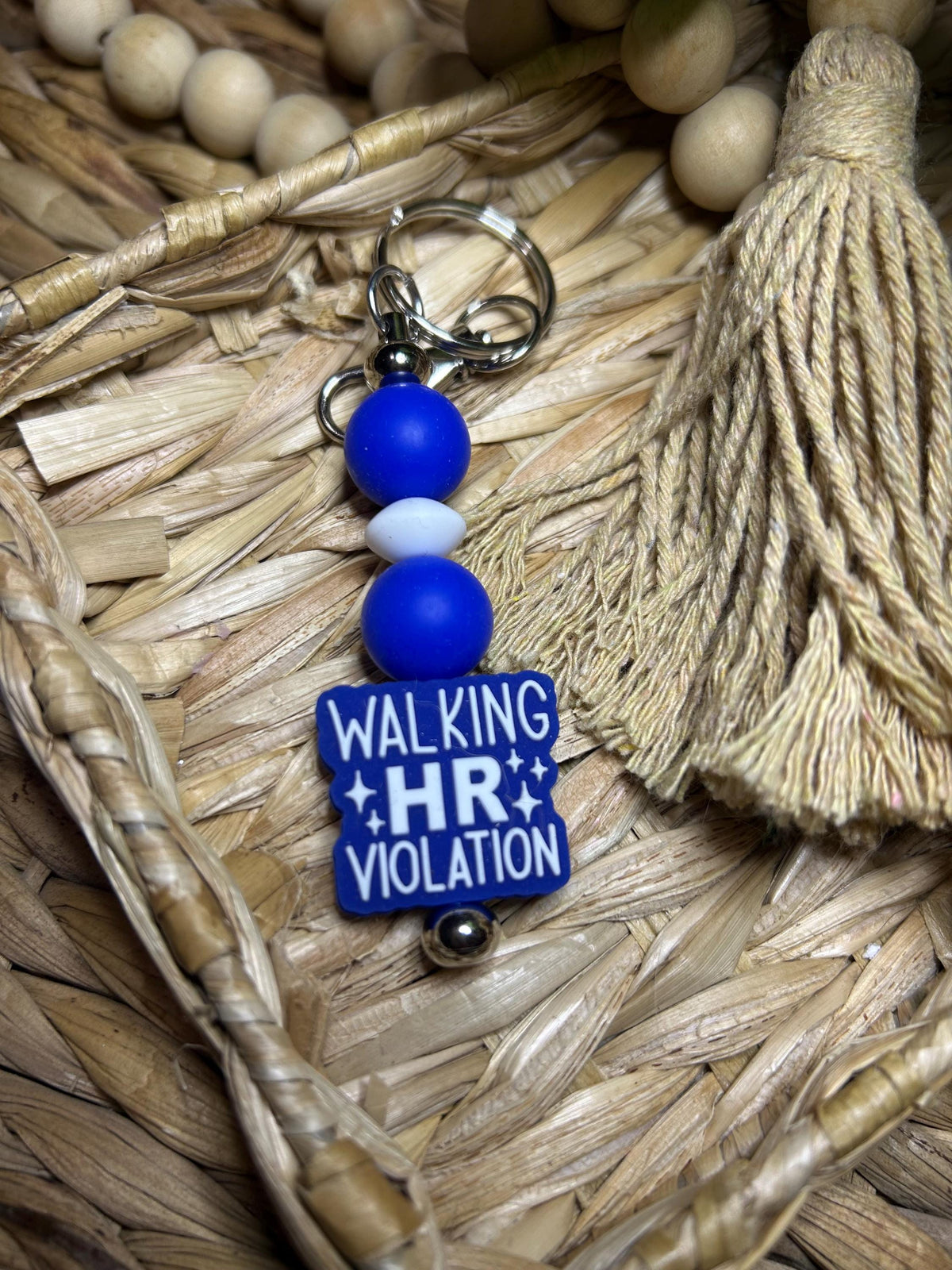 Walking HR Violation Handmade Silicone Bead Keychain, HR Humor, Sarcastic Office Gift
