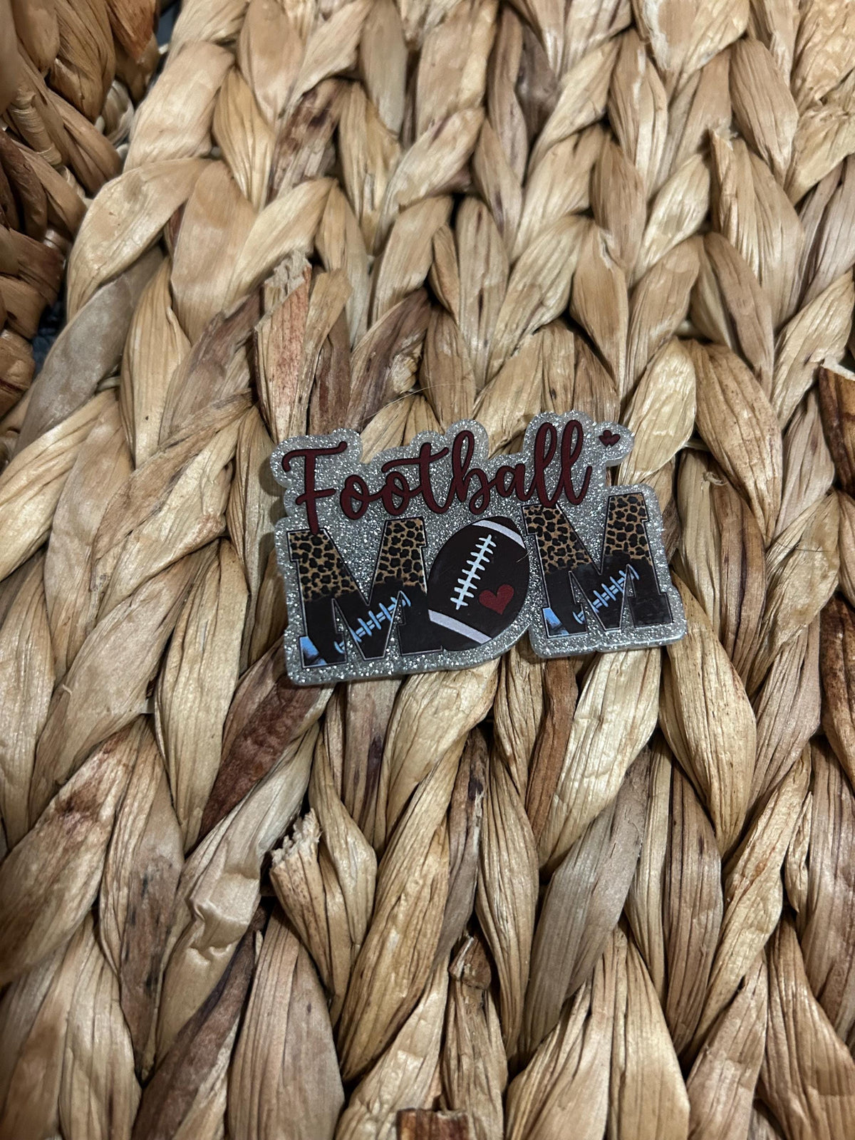 Glitter Football Mom Magnet | Sports Mom Fridge Decor, Handmade Acrylic Accent