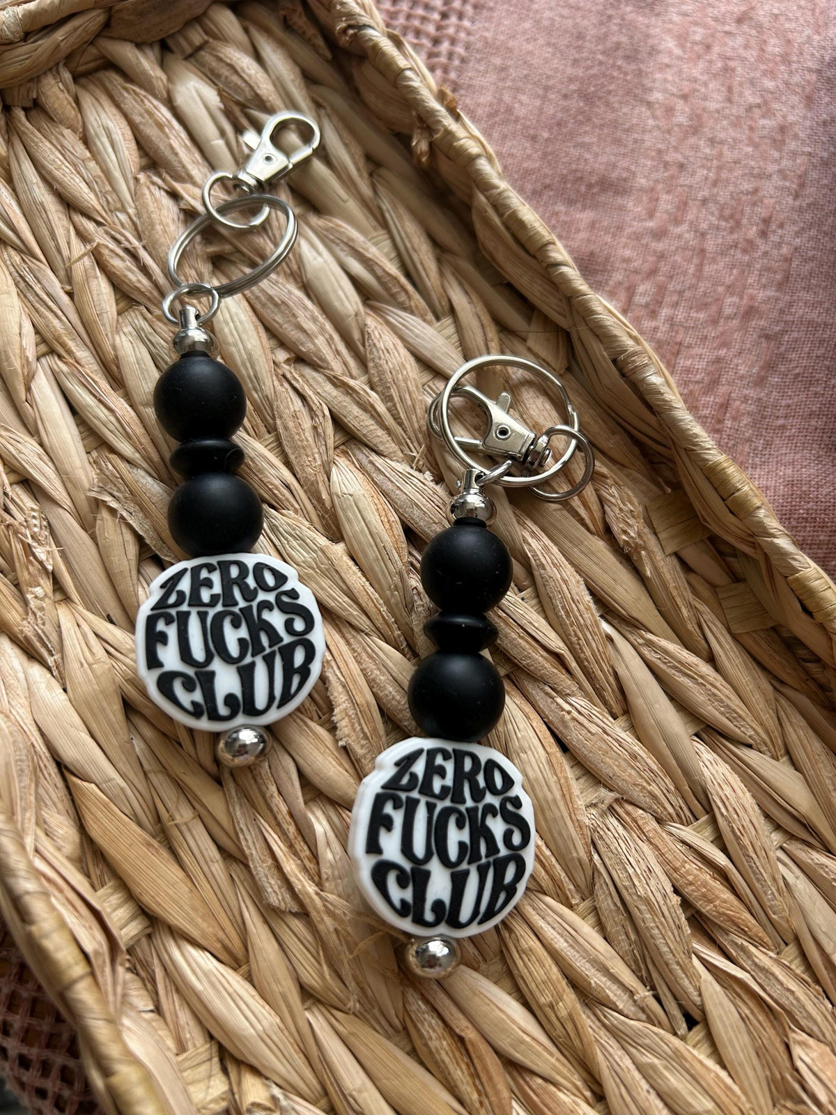 Funny Sarcastic Keychain, Zero Fucks Club Gift, Attitude Keychain, Funny Friend Gift, Bold Humor Gift, Beaded Keychain