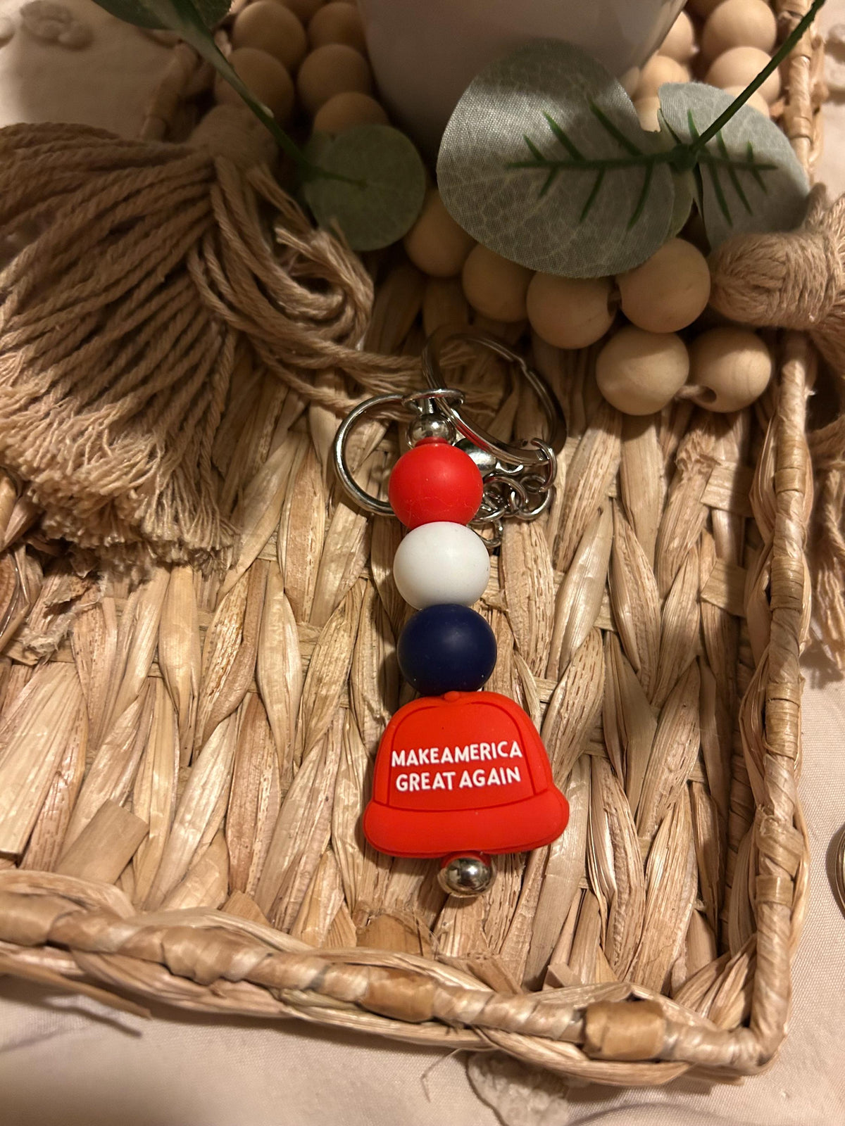 MAGA Beaded Keychain