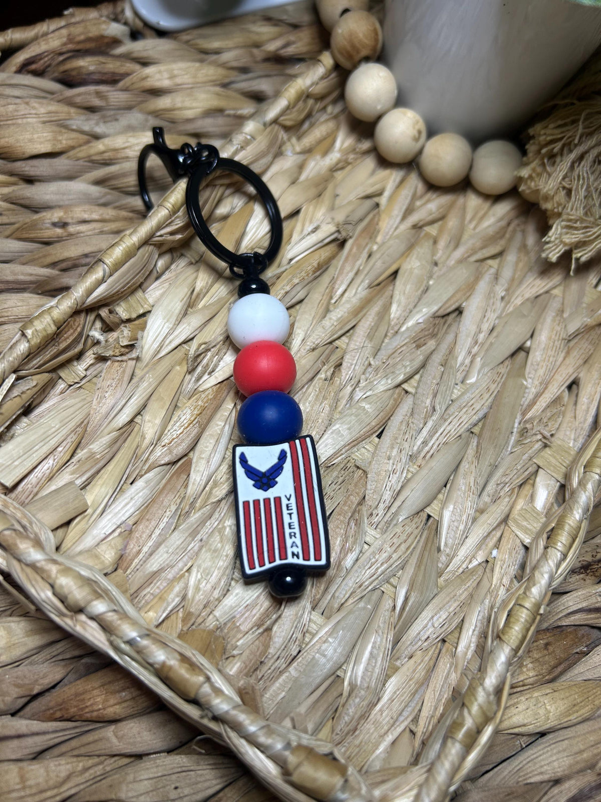 Veteran Beaded Keychain