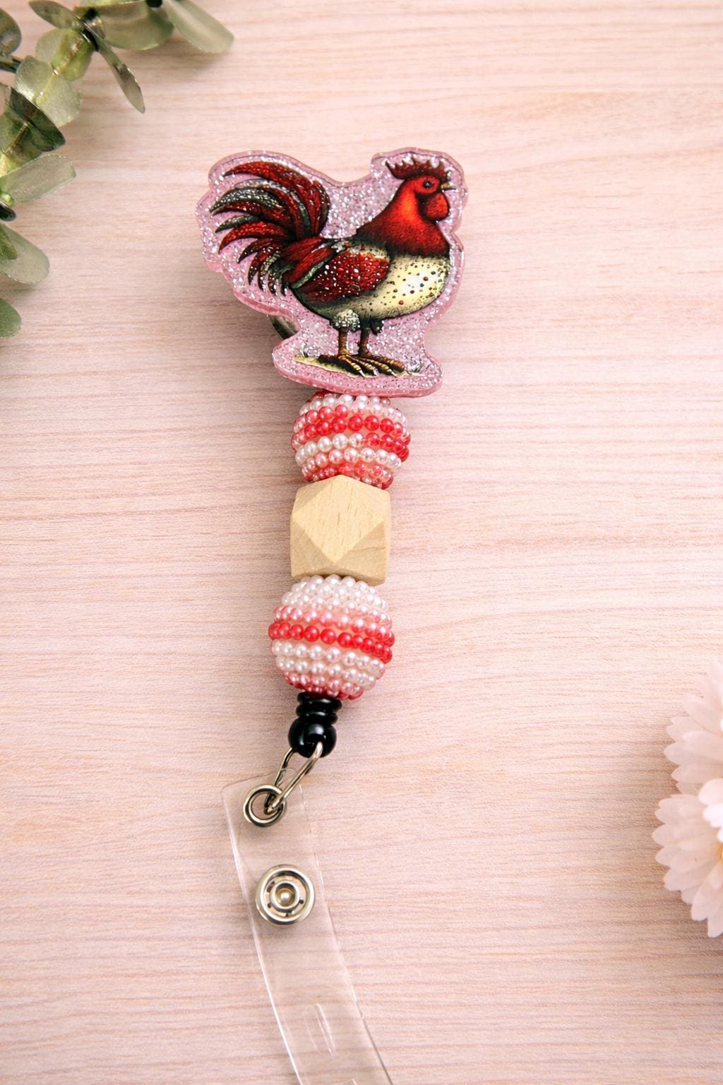 Rooster Chicken Badge Reel