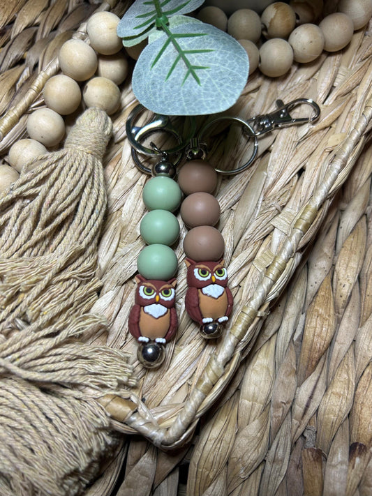 Silicone Beaded Owl Keychain