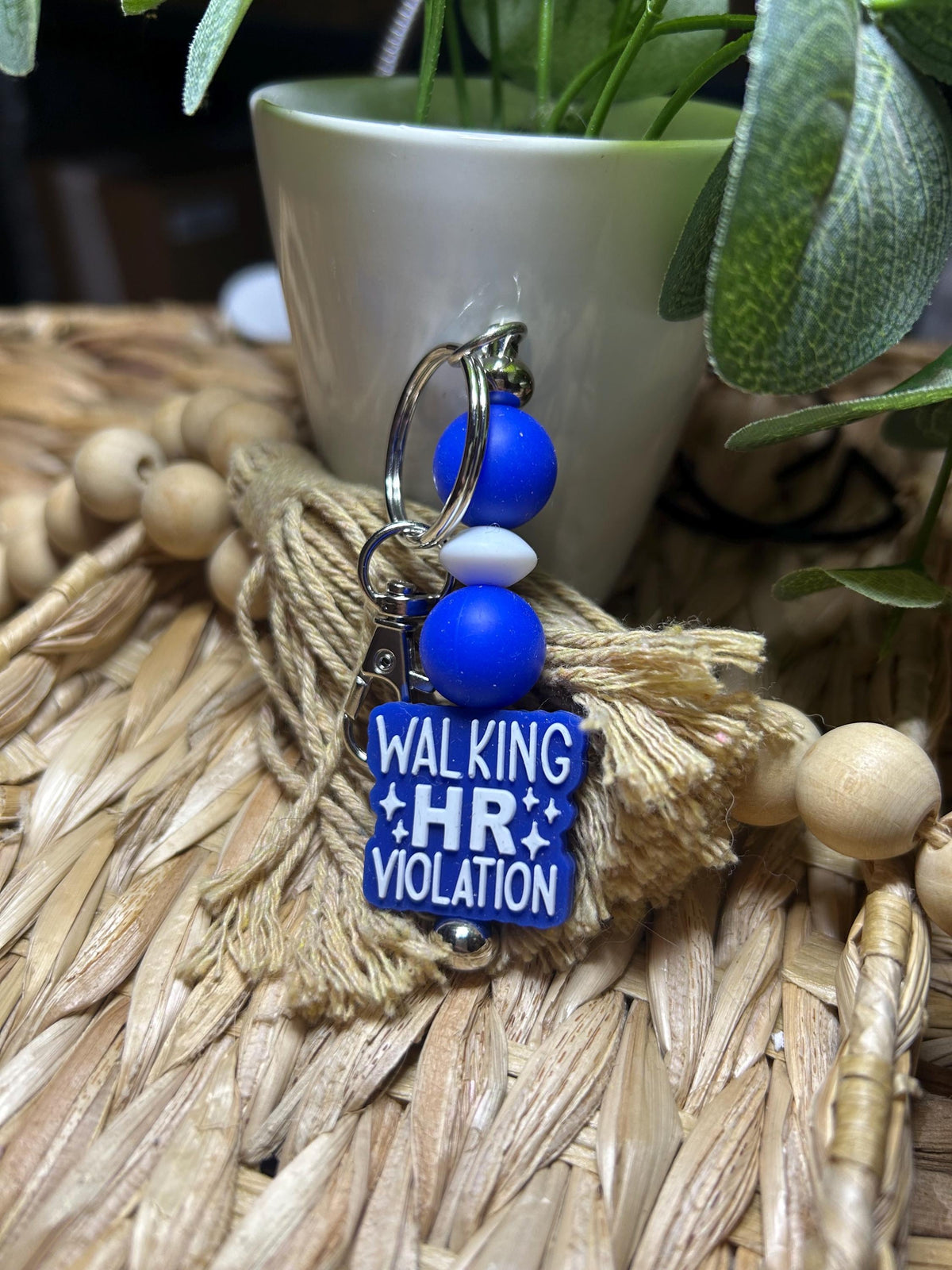 Walking HR Violation Handmade Silicone Bead Keychain, HR Humor, Sarcastic Office Gift