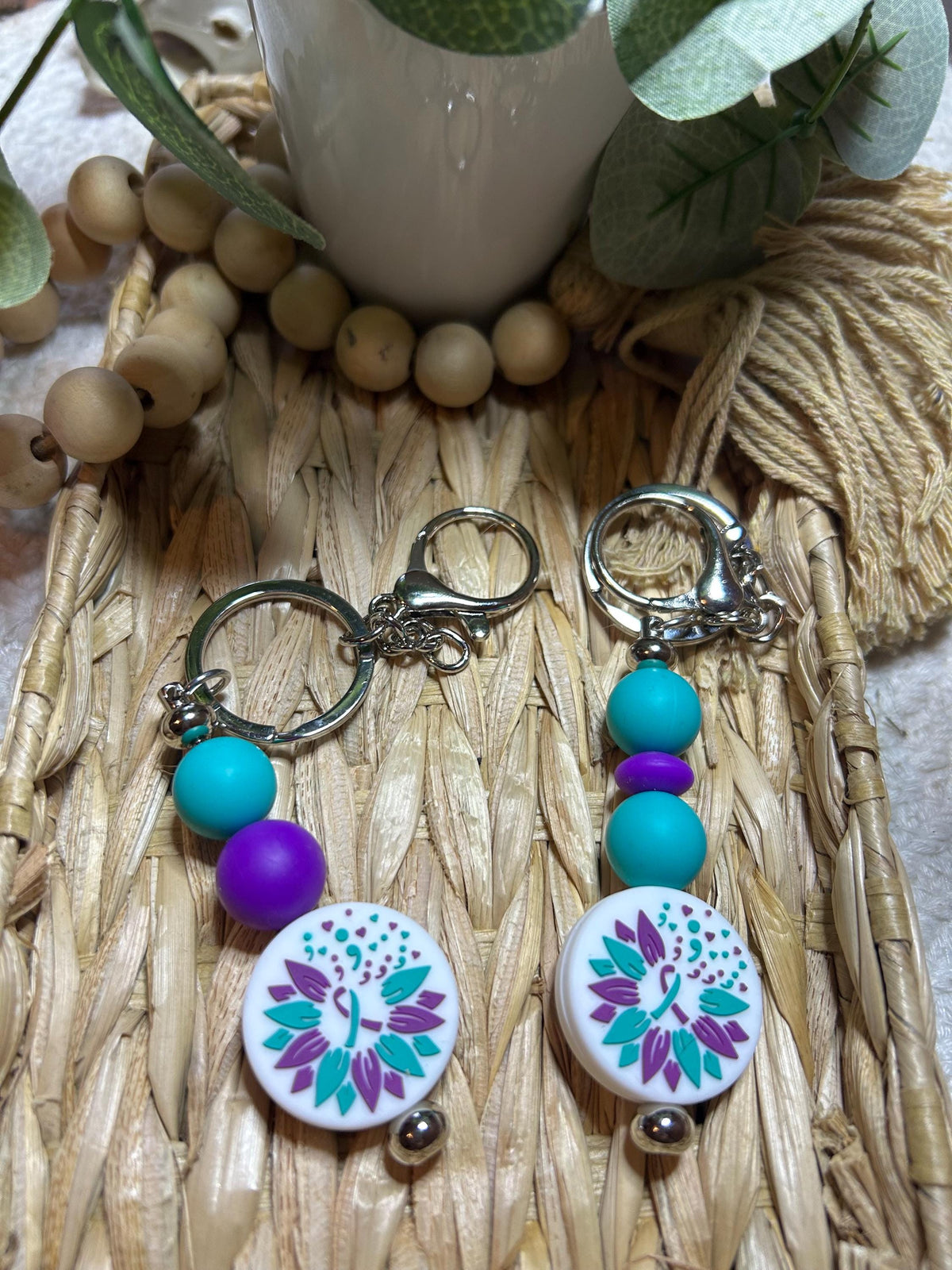 Suicide Awareness Keychain, Mental Health Awareness Gift, Support & Hope Keychain, Beaded Keychain, Inspirational Gift