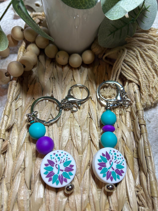 Suicide Awareness Keychain, Mental Health Awareness Gift, Support & Hope Keychain, Beaded Keychain, Inspirational Gift