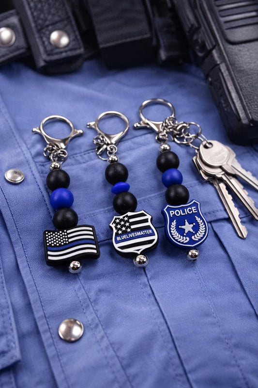 Thin Blue Line Police Keychain | Law Enforcement Support, Officer Gift