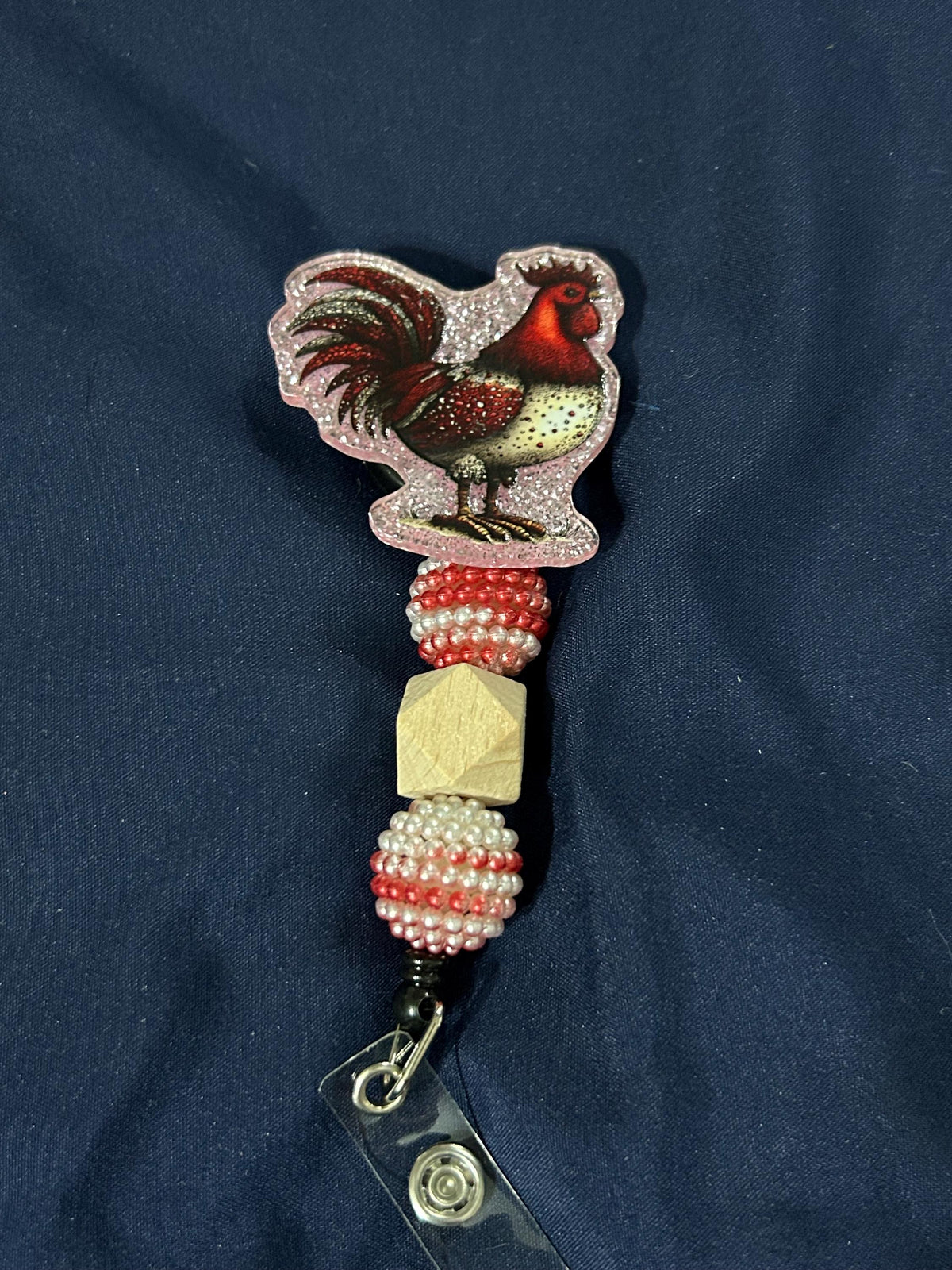 Rooster Chicken Badge Reel