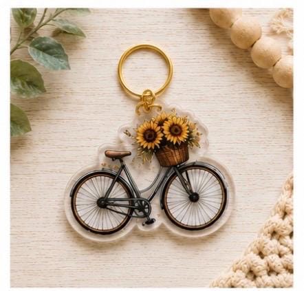 Sunflower Acrylic Keychain | 2D One-Sided Acrylic Keychain | Sunflower Gift | Floral Keychain | Cute Backpack Charm | Boho Keychain | Summer
