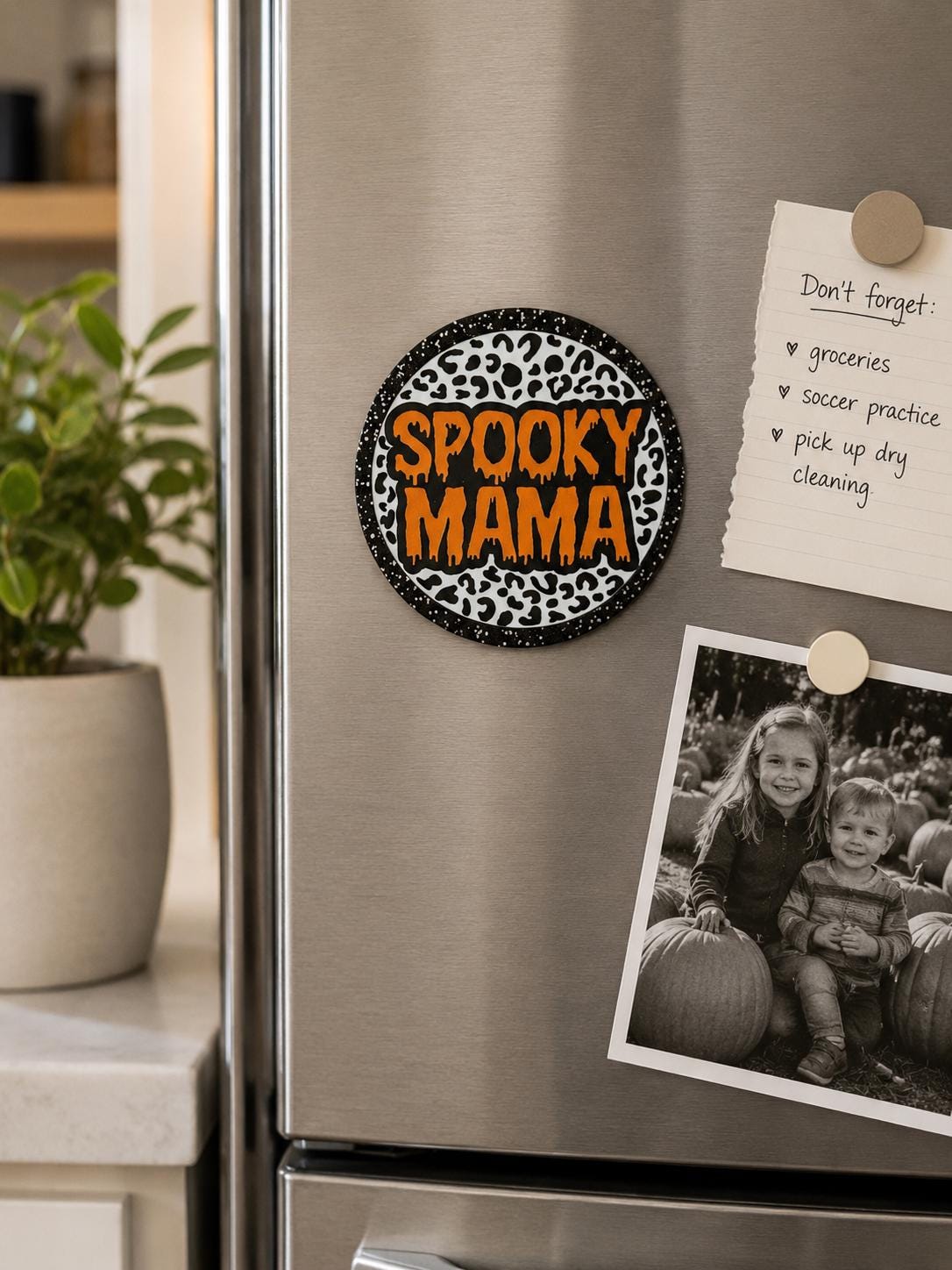 Spooky Mama Magnet | Handmade Acrylic Glitter Kitchen Decor