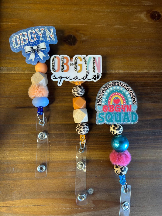 OBGYN Badge Reel with Silicone and Wood Beads – Labor & Delivery Staff Accessory