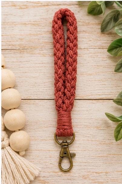 Macrame Wristlet Keychain | Cotton Wristlet Strap | Hands-Free Keychain | Boho Key Fob | Wrist Lanyard | Gift for Her | Keychain Accessory