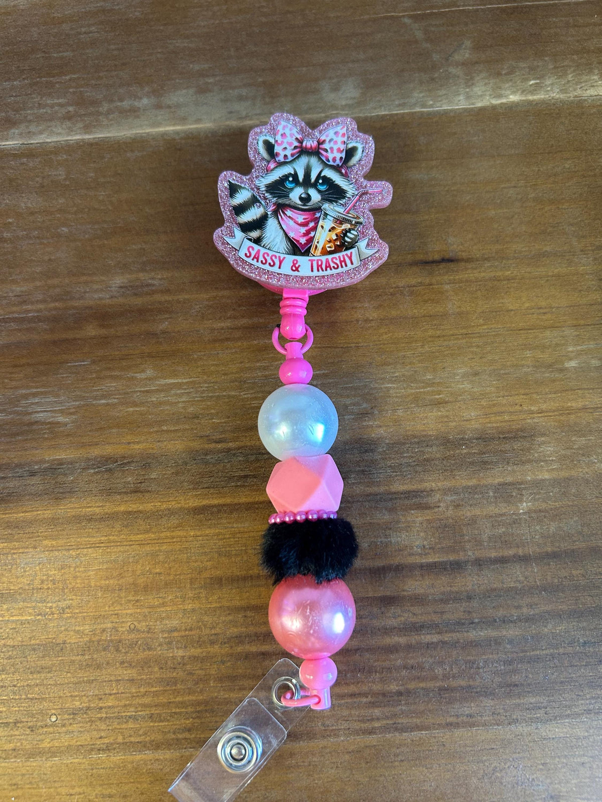 Sassy and Trashy Raccoon Badge Reel