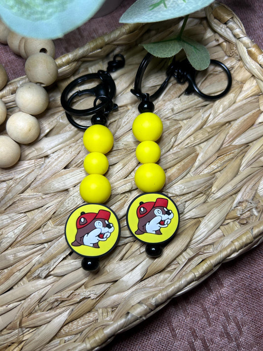 Beaver Keychain: Yellow Silicone Beads, Playful Character Charm