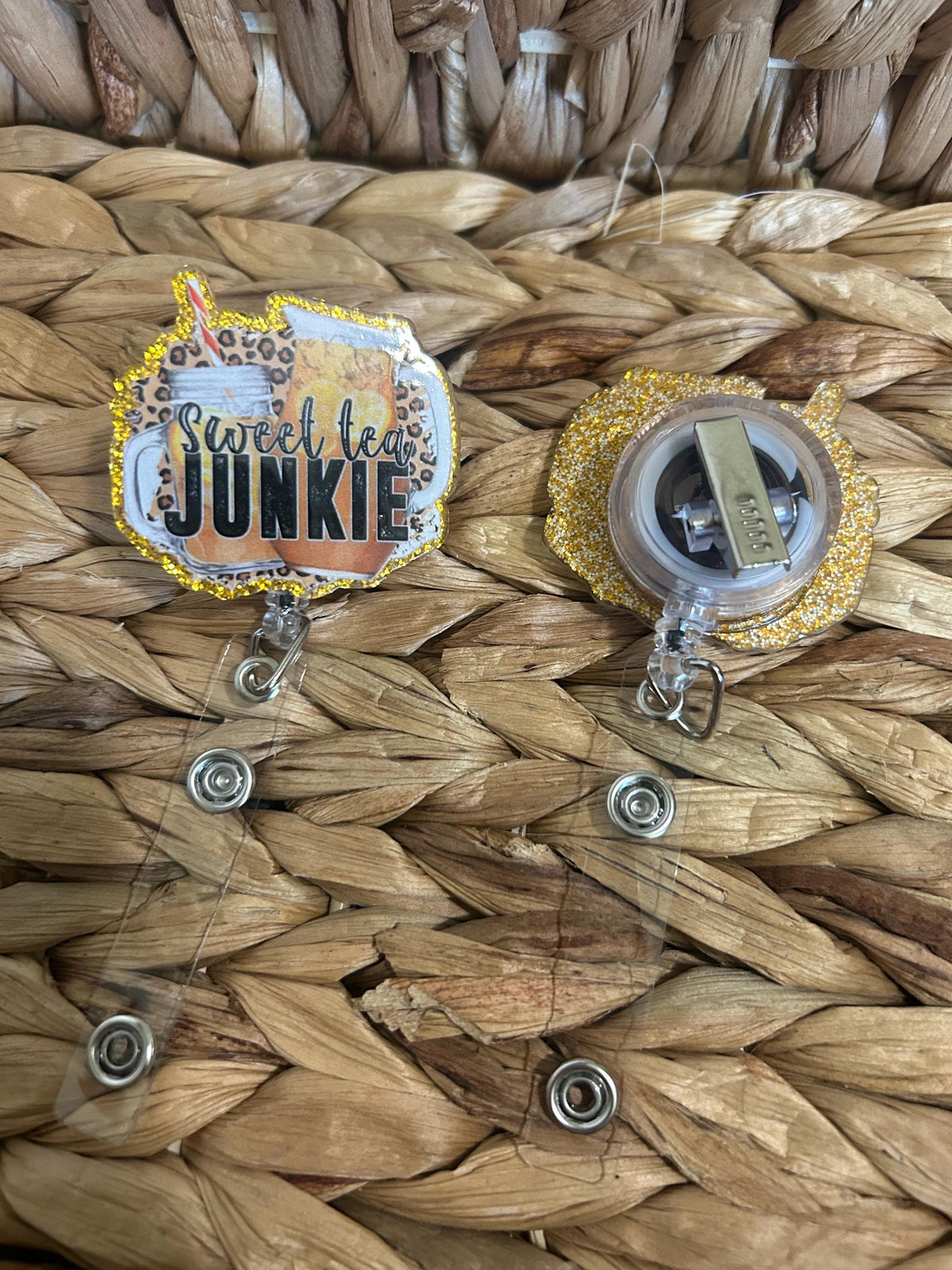 Sweet Tea Junkie Badge Reel | Southern Iced Tea Lover Nurse Holder