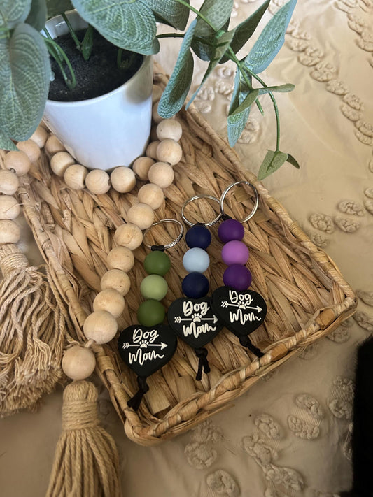 Dog Mom Beaded Keychain, Pet Lover Accessory