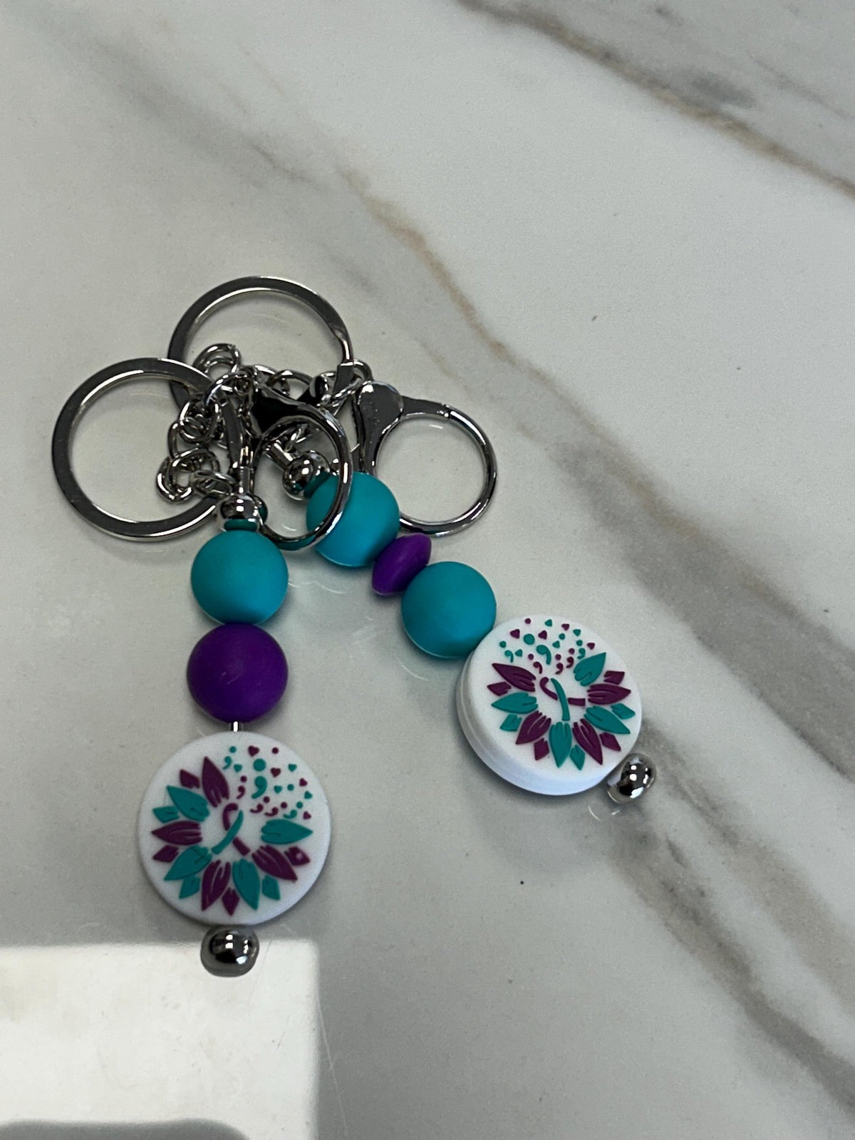 Suicide Awareness Keychain, Mental Health Awareness Gift, Support & Hope Keychain, Beaded Keychain, Inspirational Gift