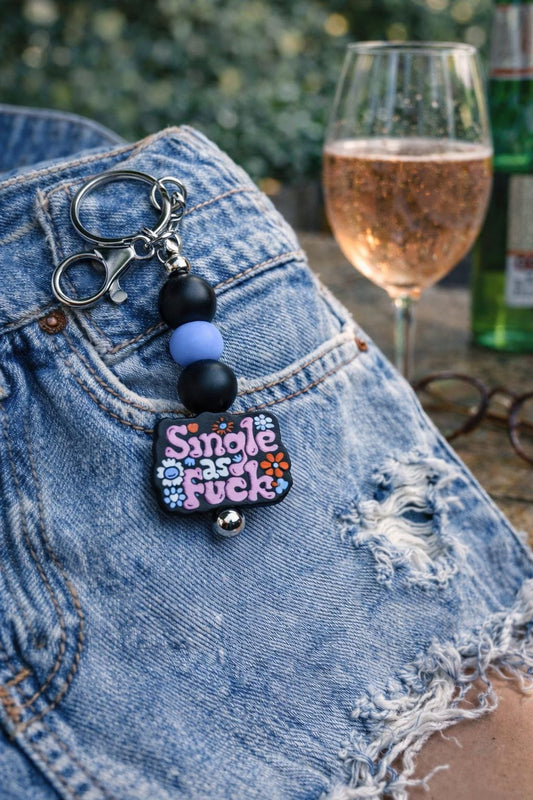 Single AF Beaded Keychain, Sarcastic Bachelorette Friend Gift
