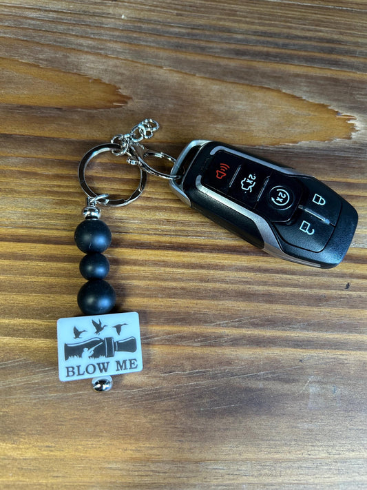 Funny Hunting Keychain, Blow Me Duck Call Humor, Outdoorsman Gift
