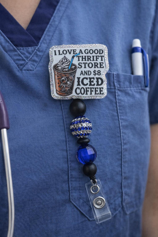 Thrift Store And Iced Coffee Badge Reel