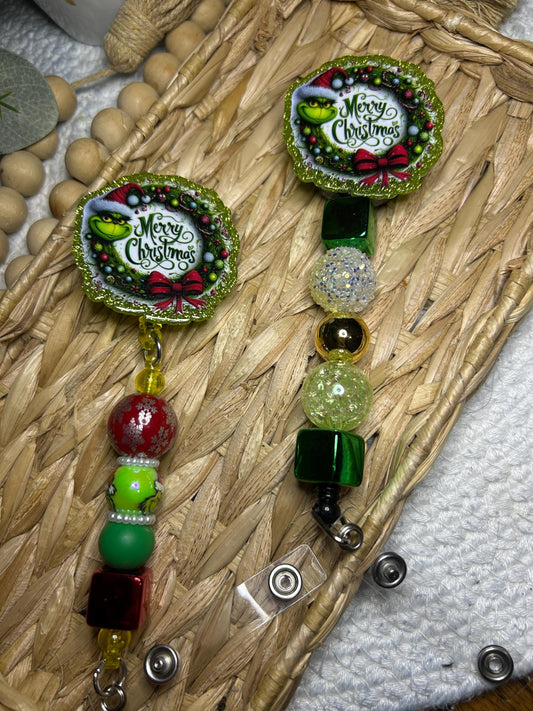 Merry Christmas Green Badge Reel