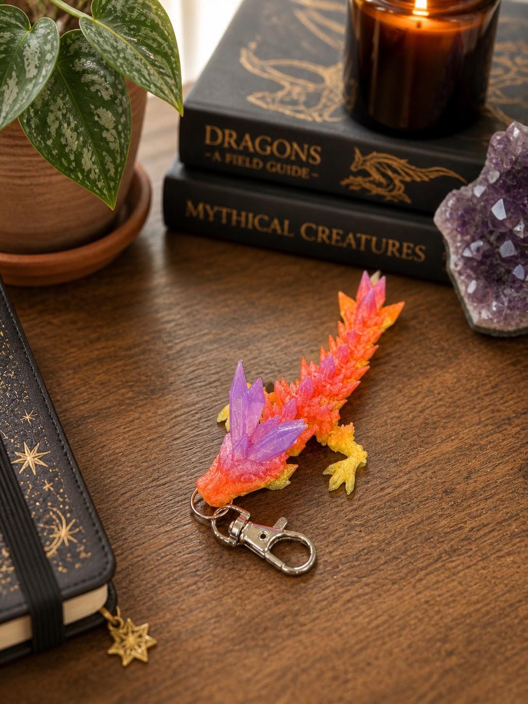 Articulated Dragon Keychain | 3D Printed Multicolor Bag Charm, Fantasy Gift