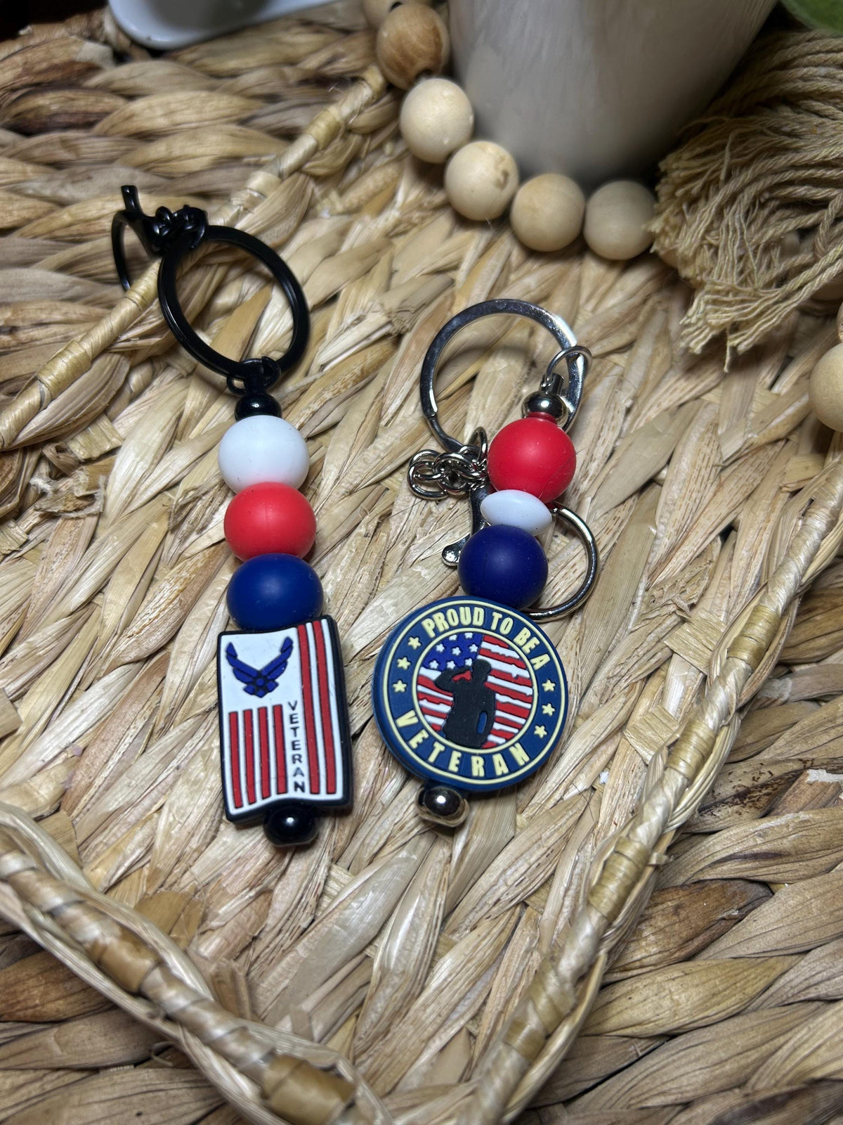 Veteran Beaded Keychain