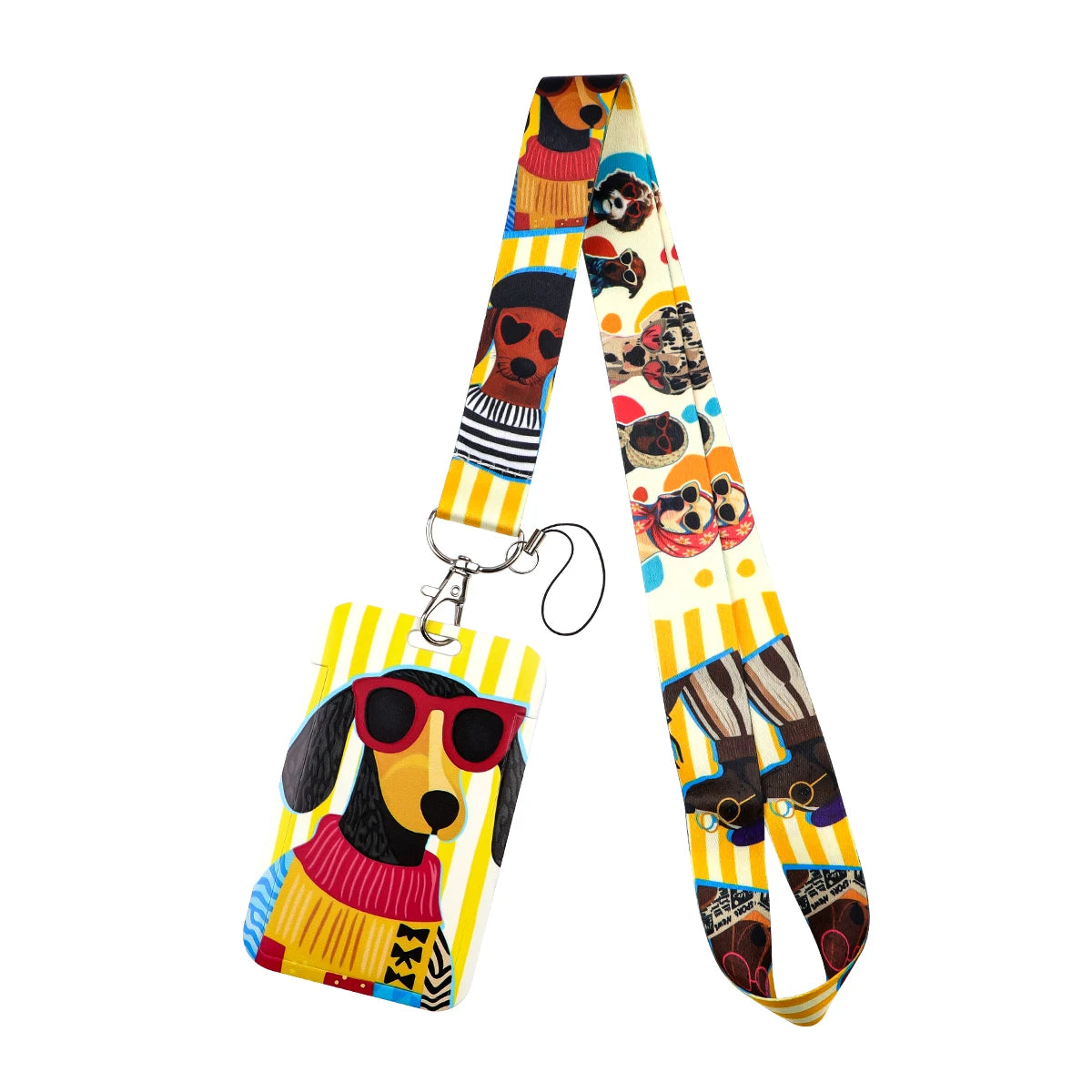 Colorful Art Lanyard With Card Holder Diverse Creative Pattern ID Badge Strap Portable Name Card Protector Fashion Accessory