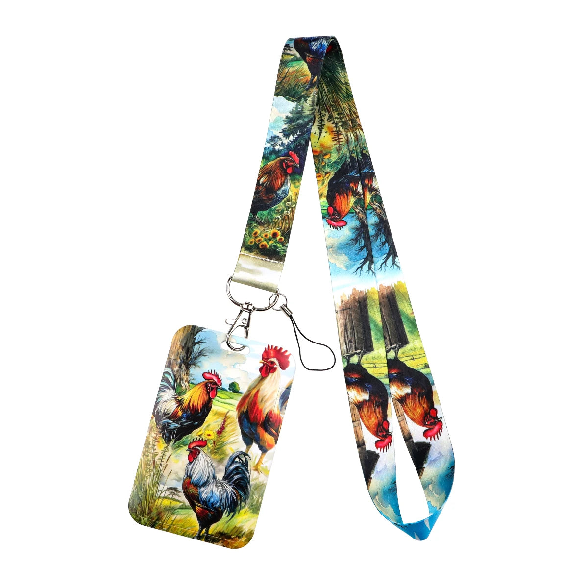 Colorful Art Lanyard With Card Holder Diverse Creative Pattern ID Badge Strap Portable Name Card Protector Fashion Accessory