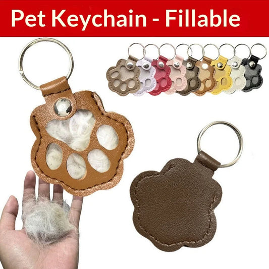 Memorial Pet Hair Collector Keychain - Paw