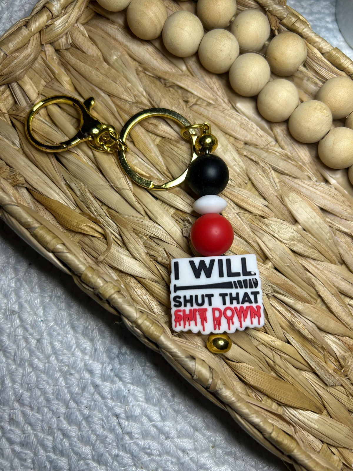 Handmade Beaded Keychain, Sarcastic Attitude, Dark Humor Gift