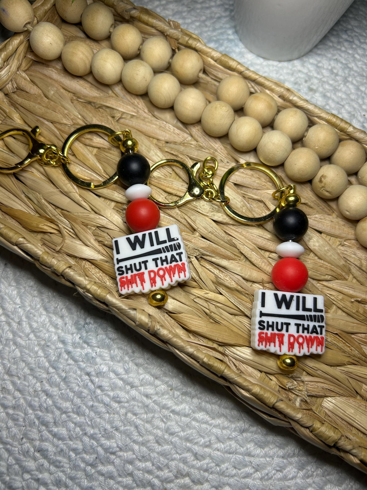 Handmade Beaded Keychain, Sarcastic Attitude, Dark Humor Gift