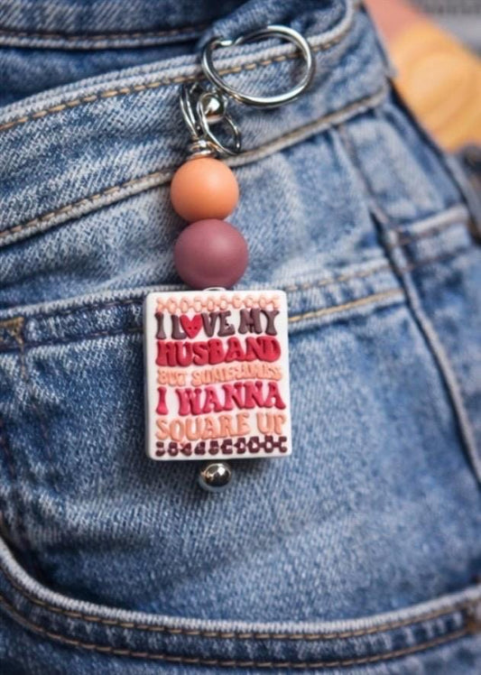 Funny Wife Keychain, Marriage Humor Beaded Accessory, Husband Gift