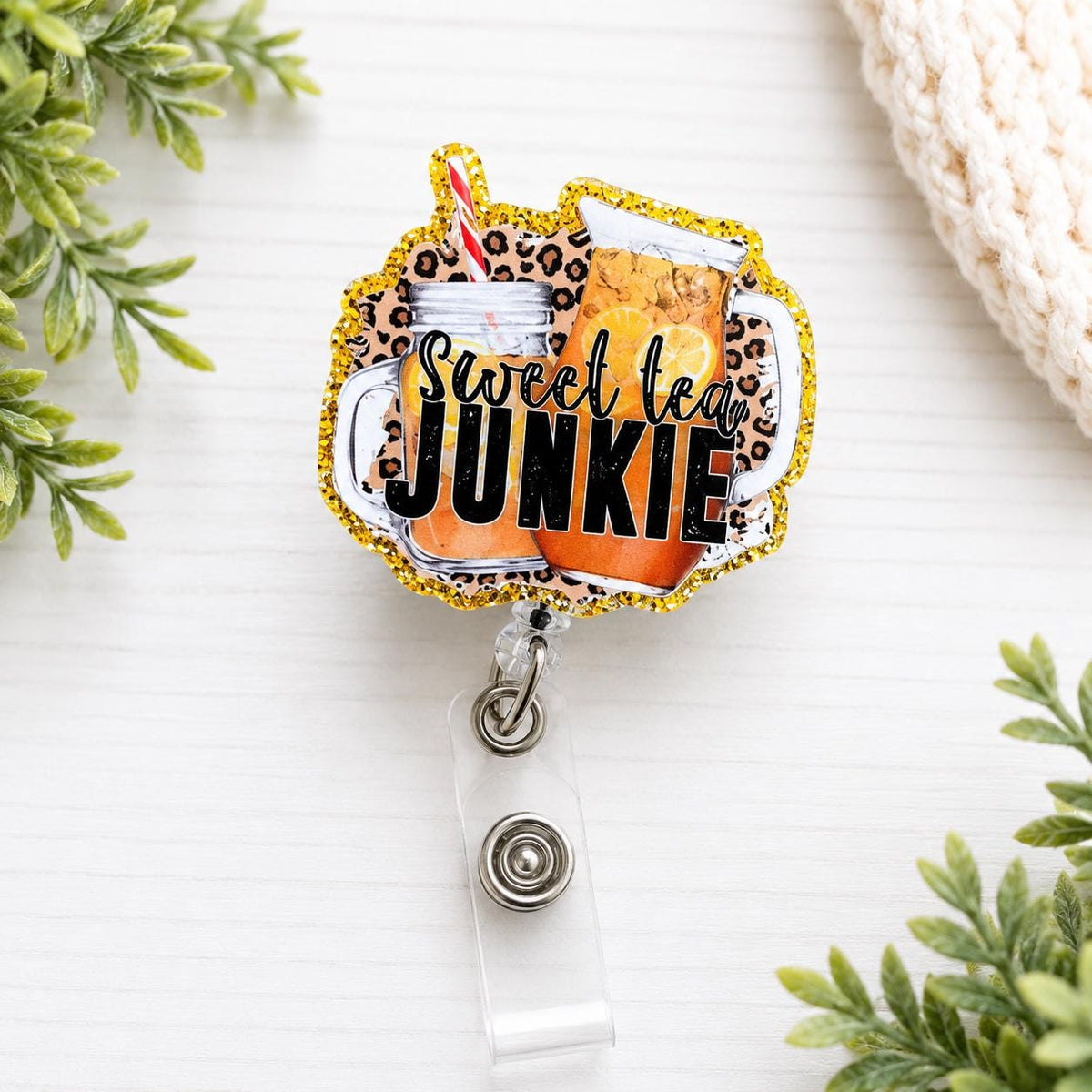 Sweet Tea Junkie Badge Reel | Southern Iced Tea Lover Nurse Holder
