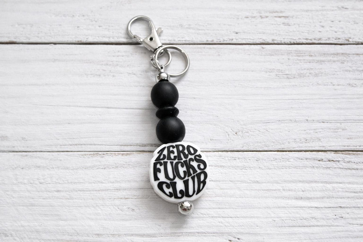 Funny Sarcastic Keychain, Zero Fucks Club Gift, Attitude Keychain, Funny Friend Gift, Bold Humor Gift, Beaded Keychain
