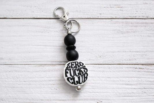 Funny Sarcastic Keychain, Zero Fucks Club Gift, Attitude Keychain, Funny Friend Gift, Bold Humor Gift, Beaded Keychain