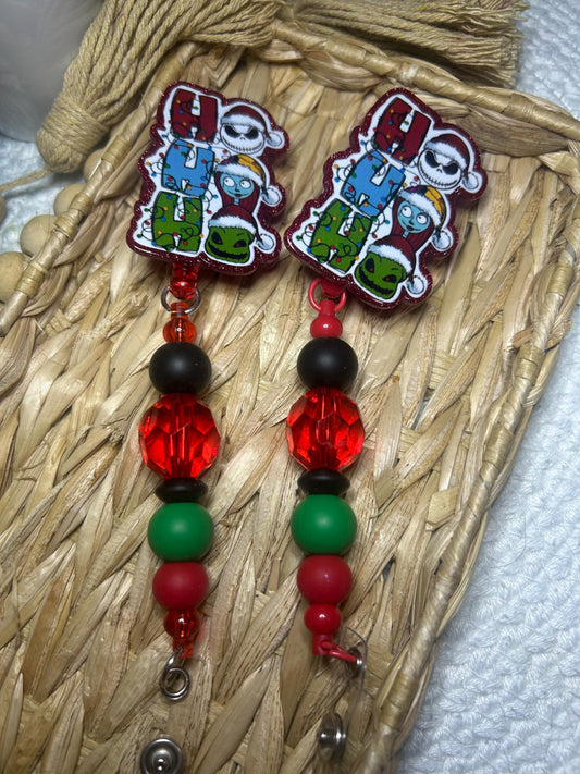 Christmas Beaded Badge Reel – Holiday ID Holder
