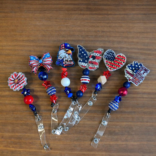 Patriotic 4th of July Memorial Day USA Badge Reel
