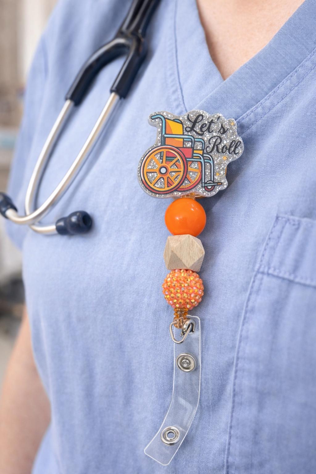 Let’s Roll Wheelchair Badge Reel