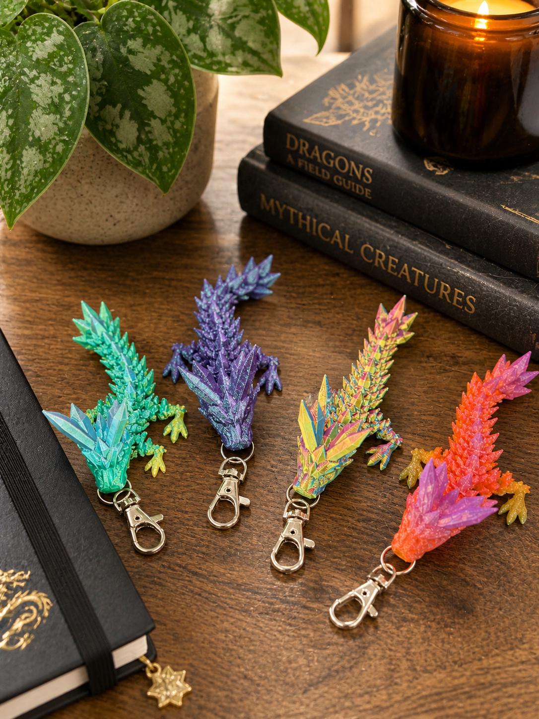 Articulated Dragon Keychain | 3D Printed Multicolor Bag Charm, Fantasy Gift