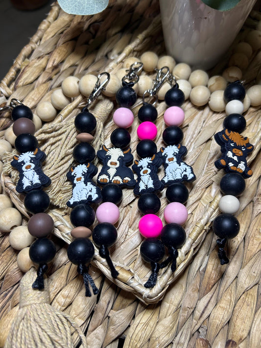 Highland Cow Beaded Bag Charm | Handmade Western Backpack Accessory