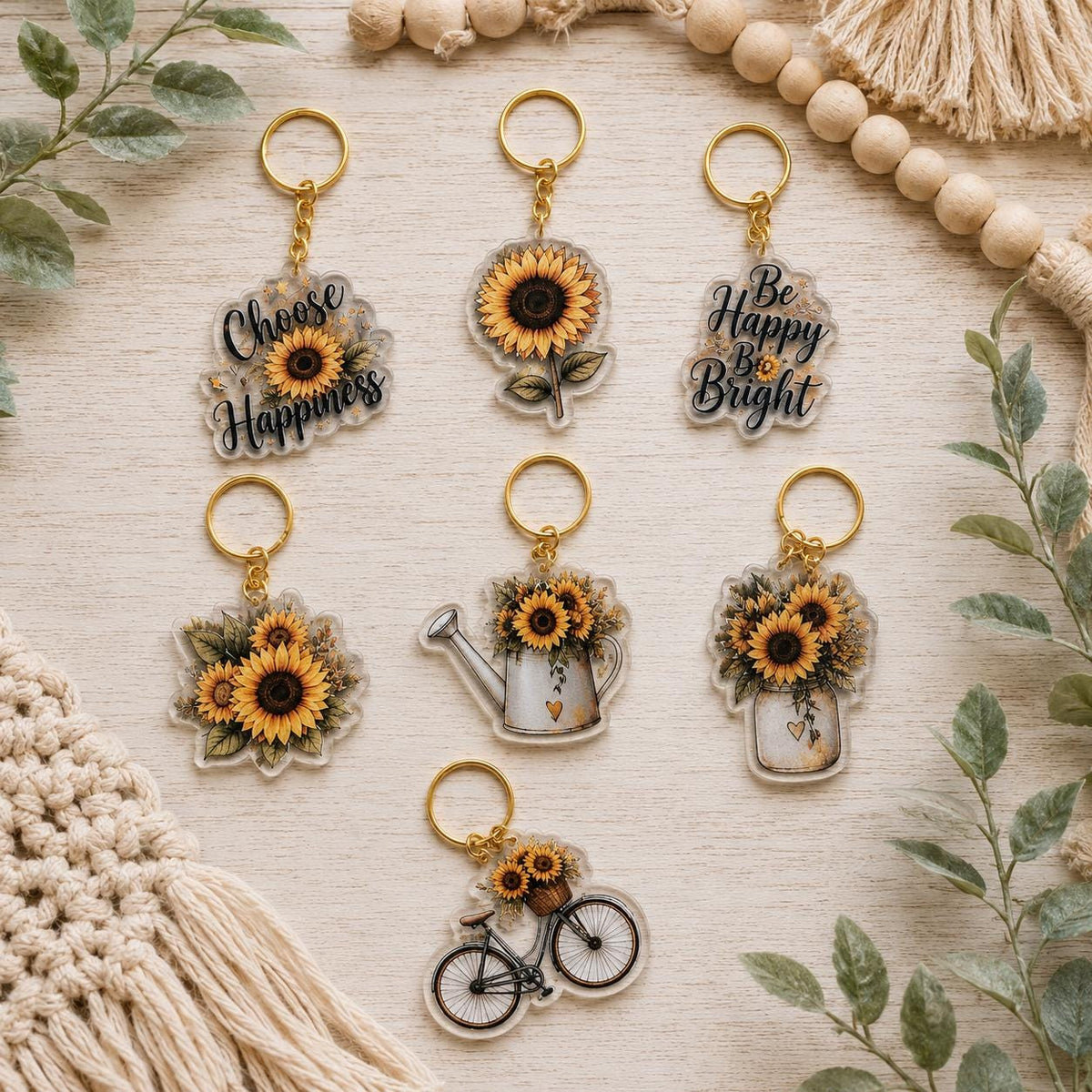 Sunflower Acrylic Keychain | 2D One-Sided Acrylic Keychain | Sunflower Gift | Floral Keychain | Cute Backpack Charm | Boho Keychain | Summer