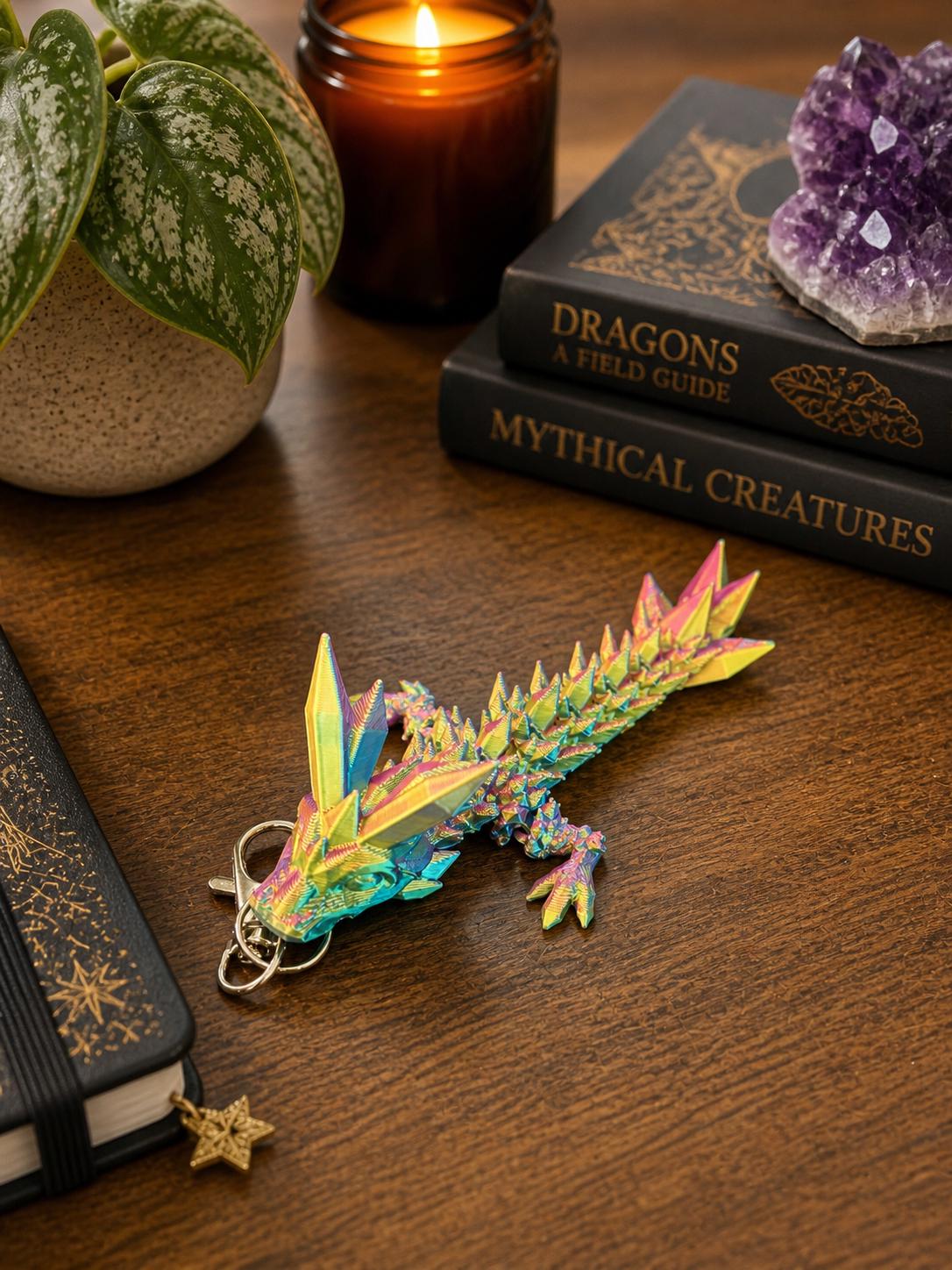 Articulated Dragon Keychain | 3D Printed Multicolor Bag Charm, Fantasy Gift