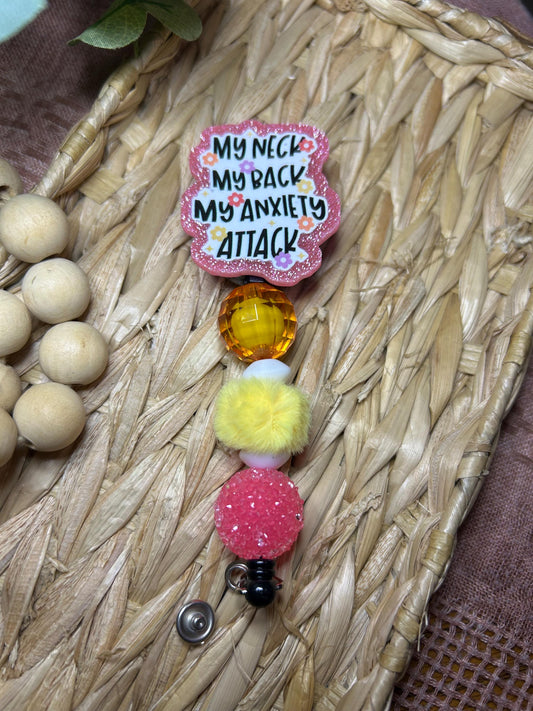 Anxiety Attack Badge Reel - Funny Nurse Gift, Sparkle Beads