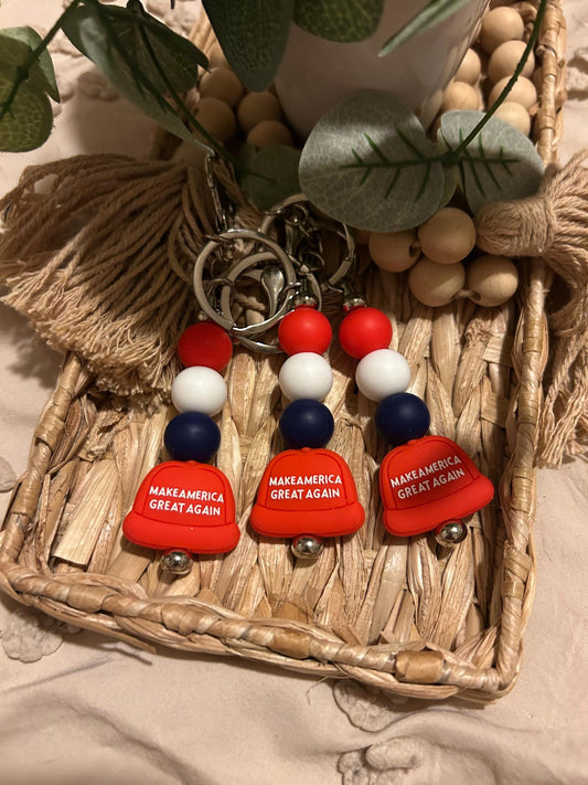 MAGA Beaded Keychain