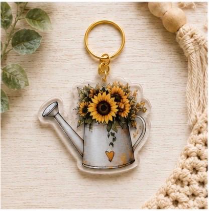 Sunflower Acrylic Keychain | 2D One-Sided Acrylic Keychain | Sunflower Gift | Floral Keychain | Cute Backpack Charm | Boho Keychain | Summer
