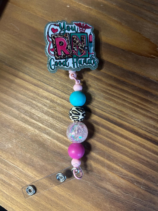 You RN Good Hands Badge Reel